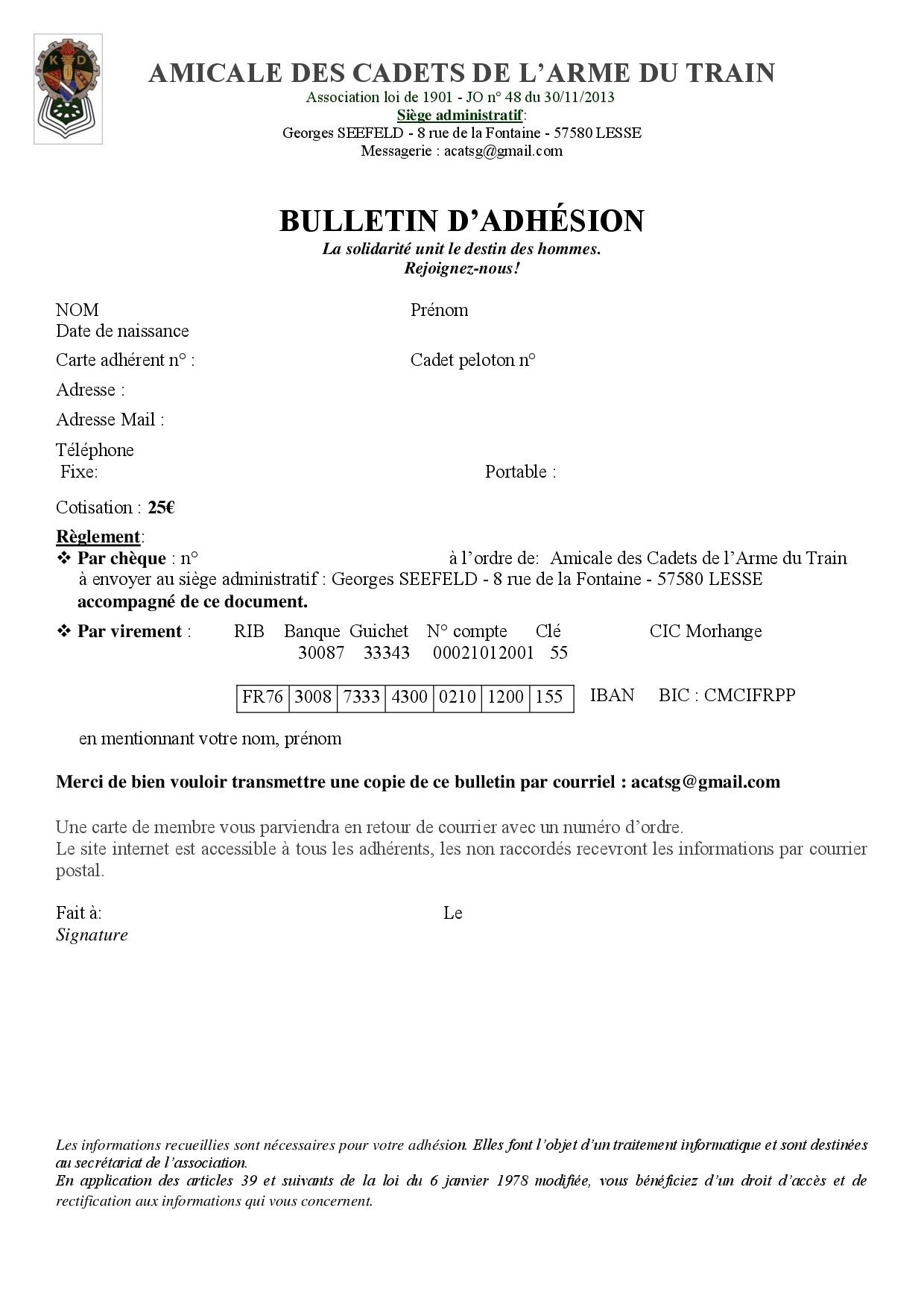 Acat bulletin d adhesion