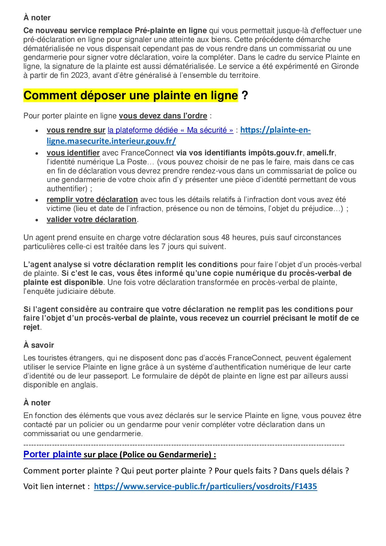 Porter plainte en ligne a compter du 15 10 2024 002