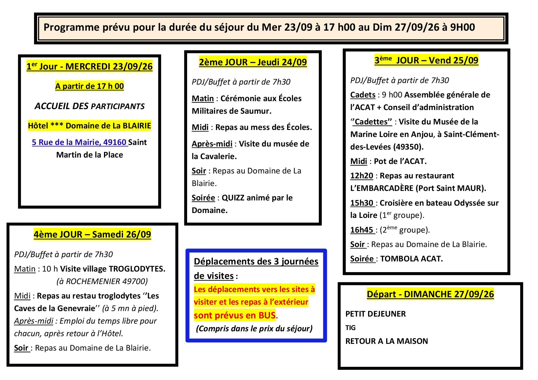Programme sejour 2026